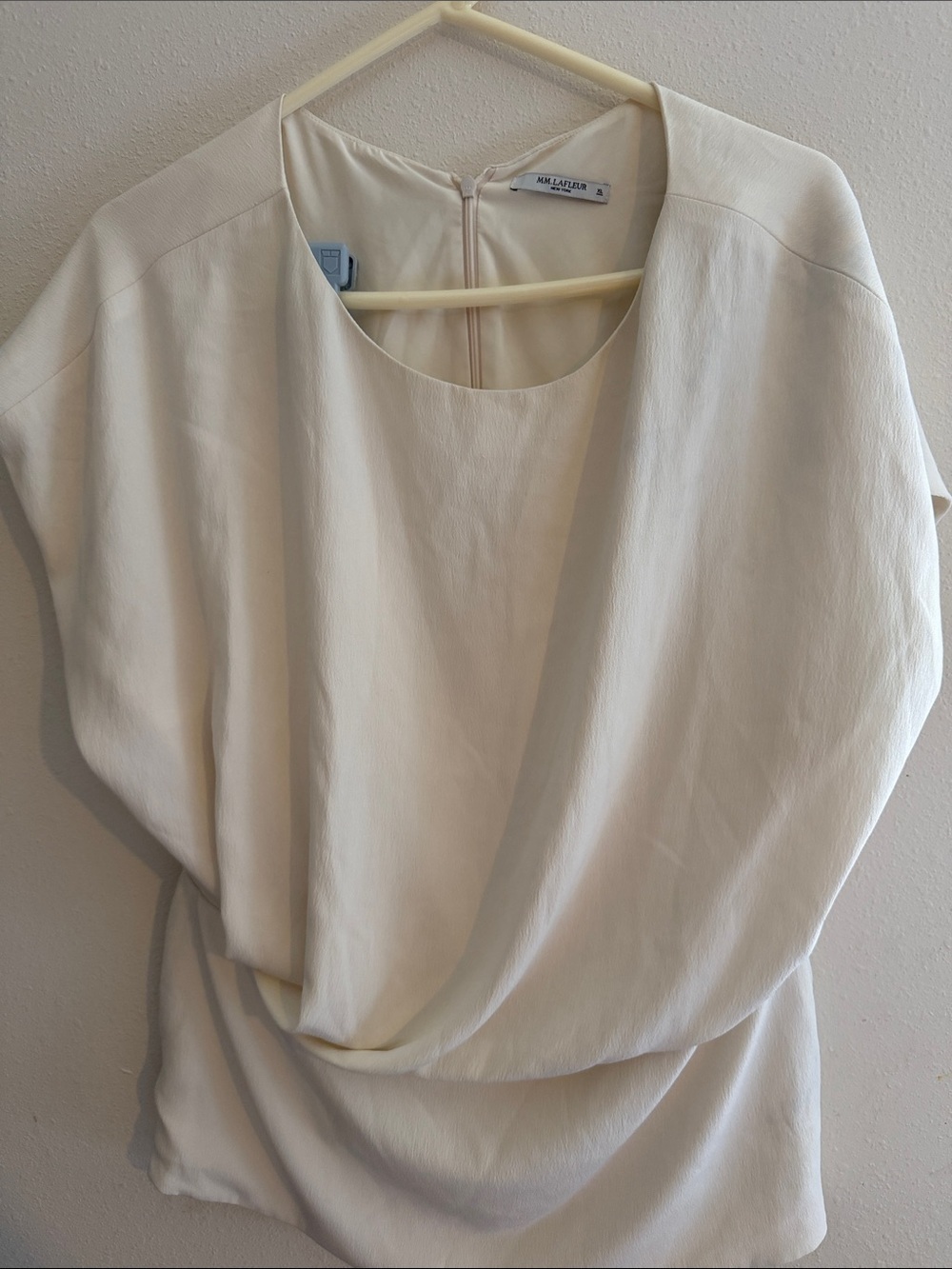 MM.LaFleur Cream Draped Blouse